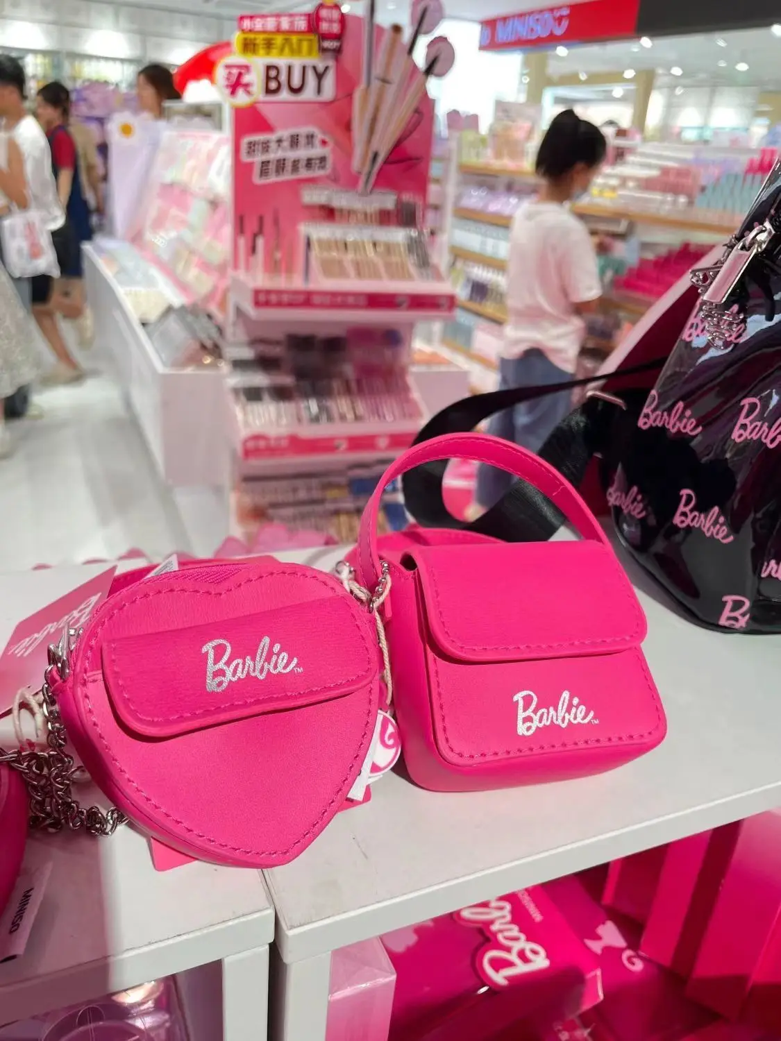 Barbie Shoulder Bags for Girls Cute Cartoon Heart Shaped Handbags Top-Handle Purse Pink Crossbody Bags Kids Birthday Gifts