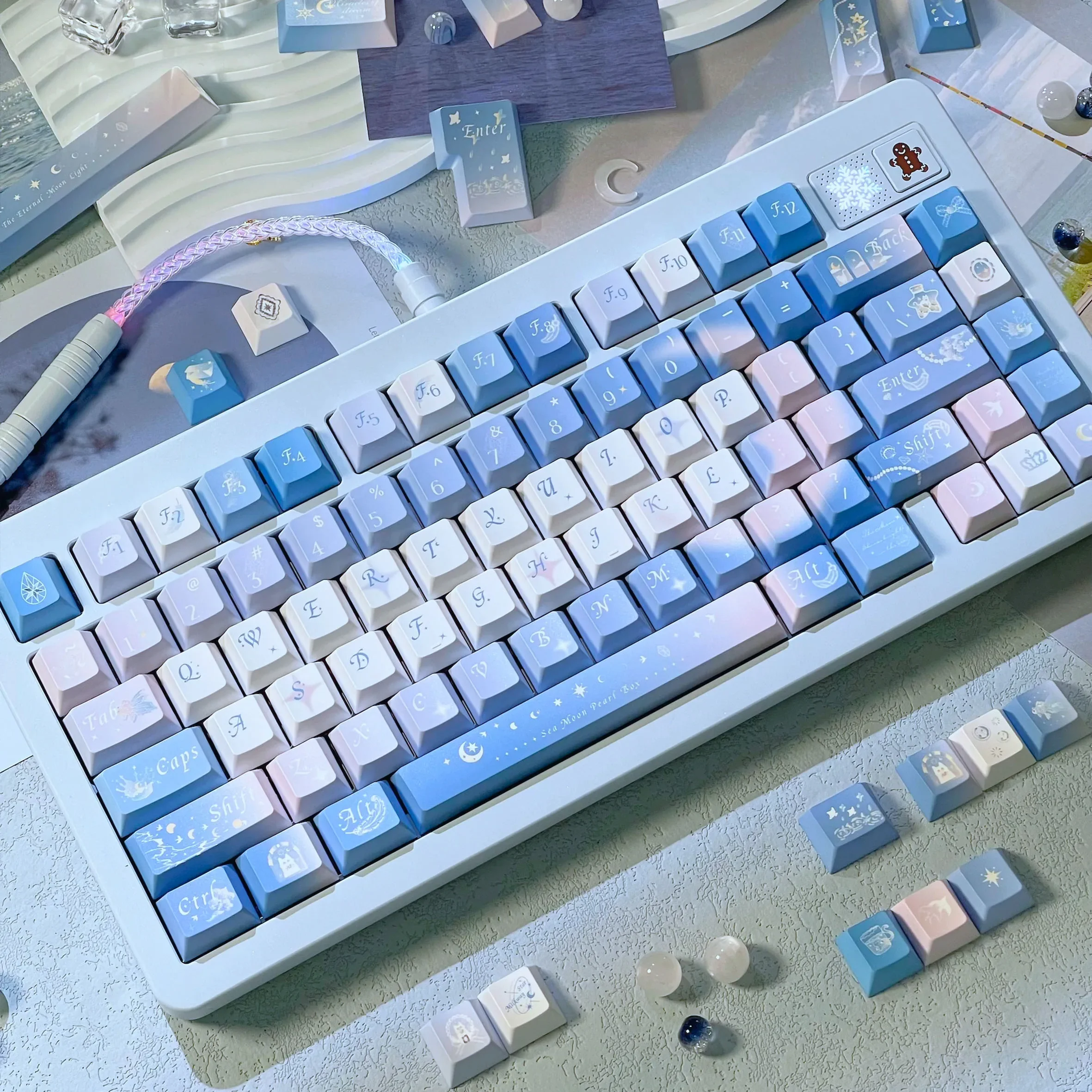 Original keycaps, pearl caskets, original design of mechanical keyboards, exquisite hand-painted cartoon keycaps
