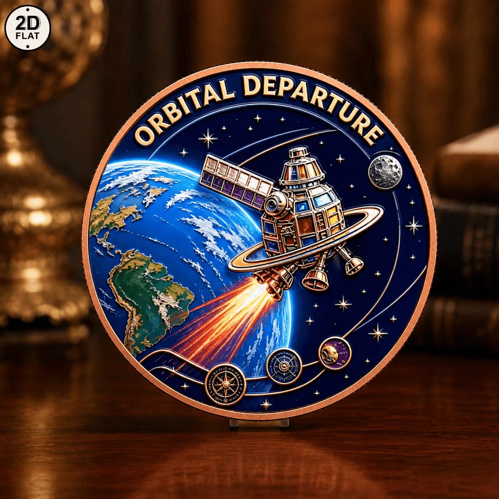 1pc Orbital Departure Spacecraft Fine Copper Commemorative Coin Earth Moon Star Outer Space Collectible Medal Space Lover Gifts