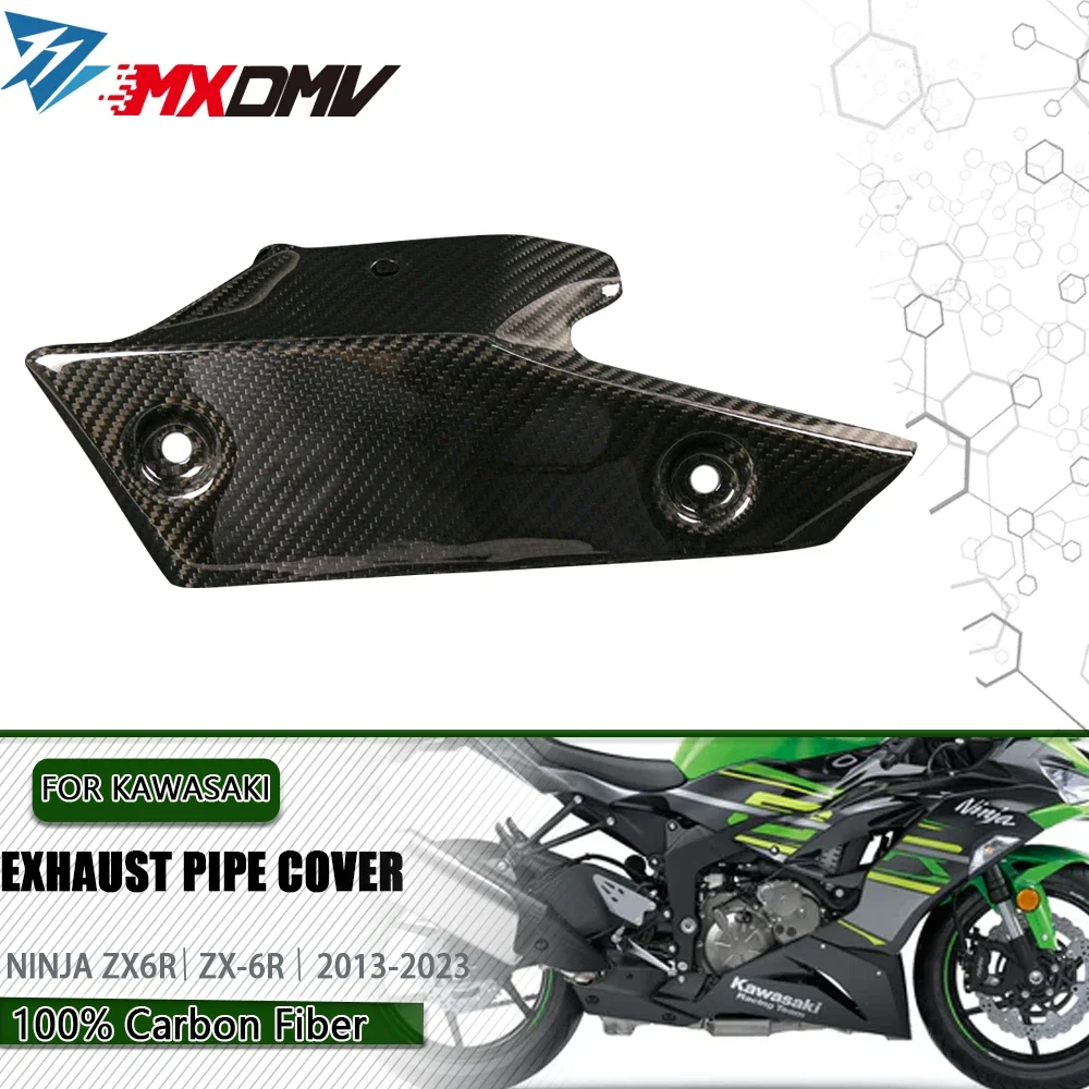 

For KAWASAKI NINJAJ ZX6R ZX-6R Motorcycle Modified 3K Carbon Fiber Exhaust Guard Pipe Cover Heat Shield 2019- 2020