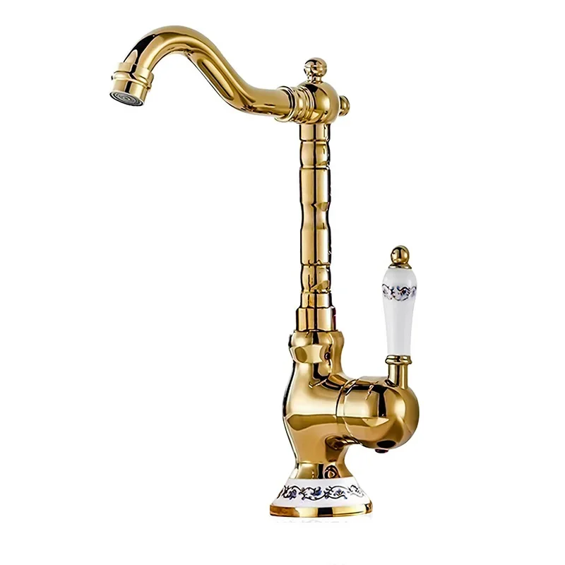 

Gold Tall Torneiras Bathroom Faucet Antique Basin Faucet Brass Sink Faucet Basin Taps Hot Cold Mixer Tap Crane
