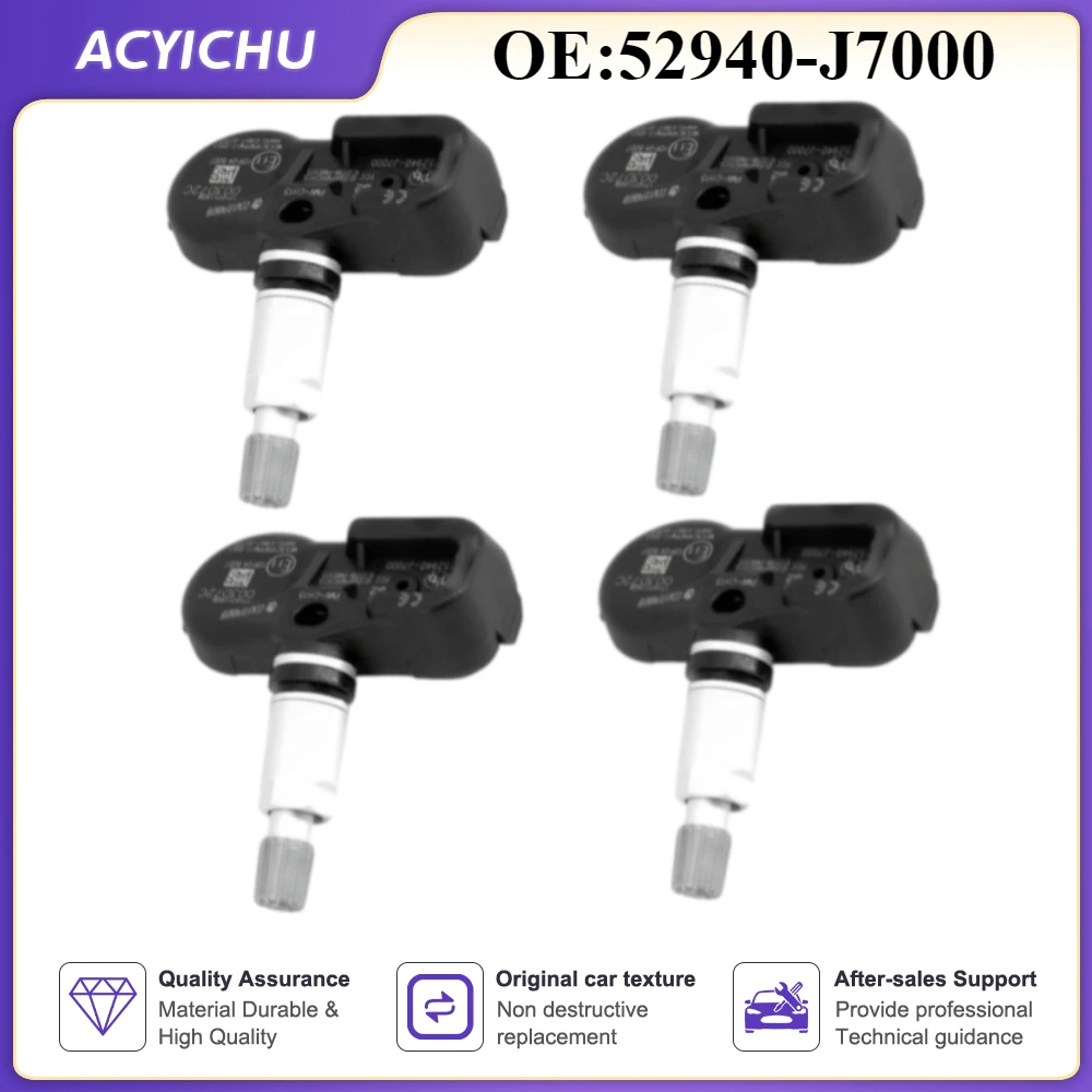4PCS 52940-J7000 PMV-CH15 Car Tire Pressure Monitoring System Sensor For Kia 2019-2020 Forte Ceed (CD) K3 TPMS 433MHZ 52940J7000