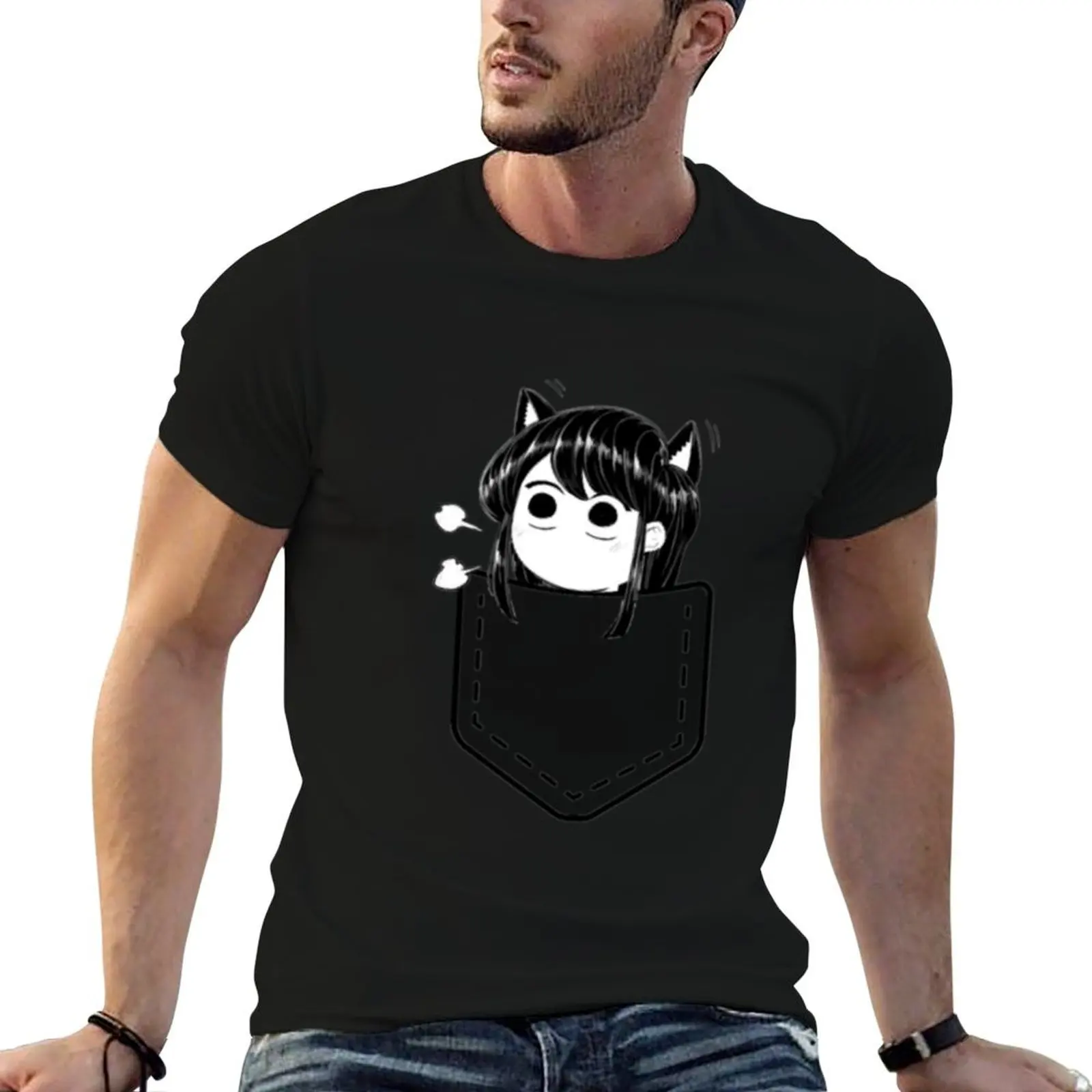 

Komi-san t shirt my printed man pocket in man cotton T-Shirt shirts t for