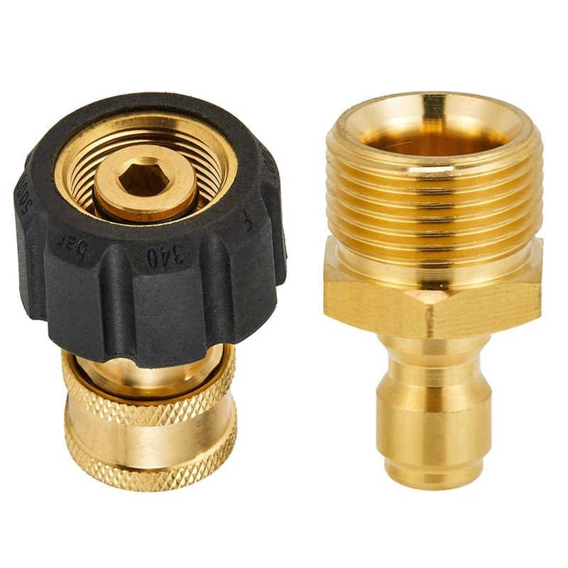 2X High Pressure Washer Adapter Set Quick Connect Kits For Snow Foam Lance M22 To 1/4Inch Quick Connect, 5000 PSI