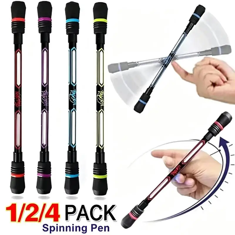 Spinning Pen for ADHD 1/2/4Pcs Rotating Stress Relief Gel Pen Fidget Toy for Kids Adults Home Office
