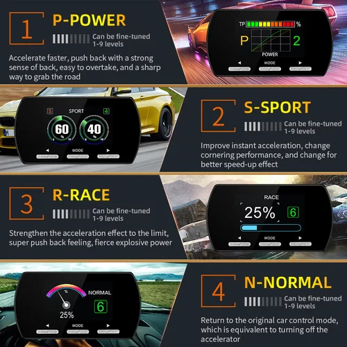 Imagen 2 del producto Controlador electrónico de acelerador F2, refuerzo de velocidad de carreras, 9 unidades, 5 modos, respuesta del acelerador, pieza de sintonización de potencia para VOLVO Plug Play