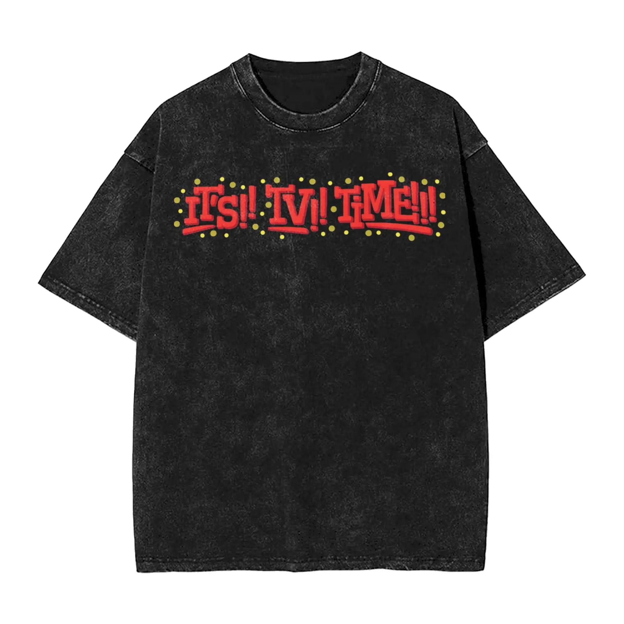 It's TV Time!  Washed T Shirt Streetwear Casual T-Shirts Tenna Deltarune Tees for Men Women Short Sleeve Street Summer