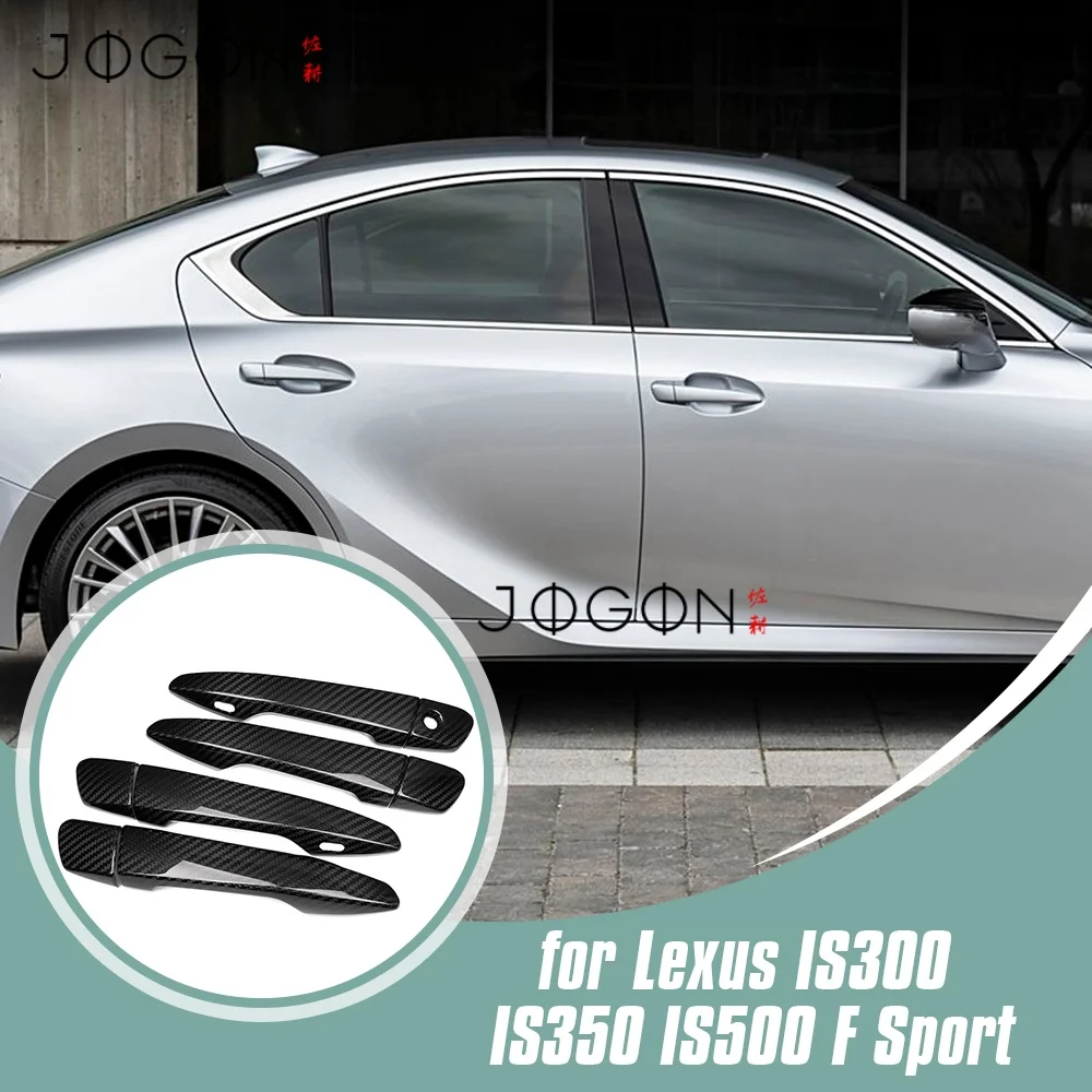 4-Door 8Pcs Carbon Fiber Exterior Car Side Door Handle Panel Cover Trim Accessories For Lexus IS IS350 IS500 F-Sport 2021-2025