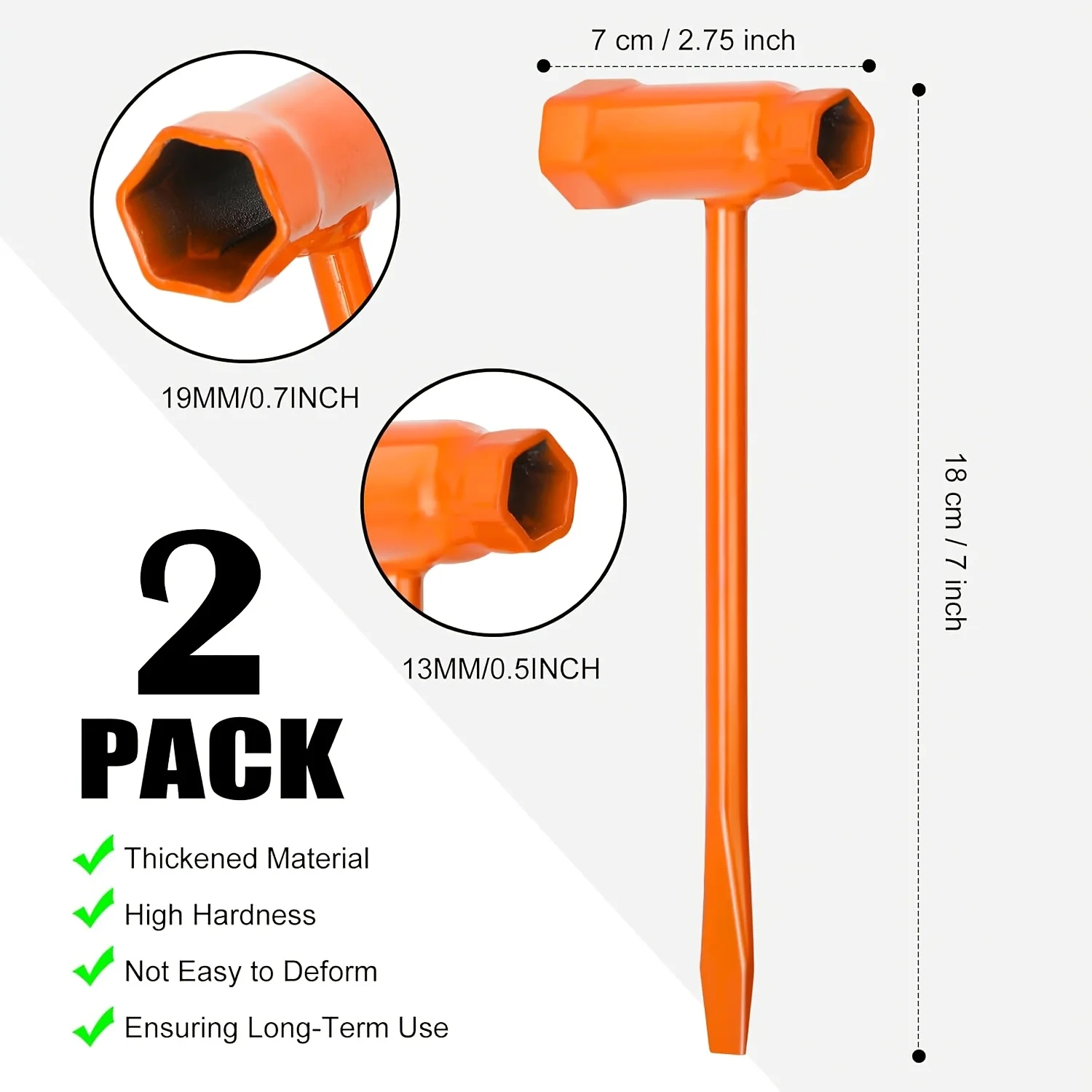 2 Stück 13×19mm Kettensägen-Scrench-Zündkerzenschlüssel, multifunktionaler Reparaturschlüssel, Kettensägenzubehör für Forstarbeiter – Detail 5