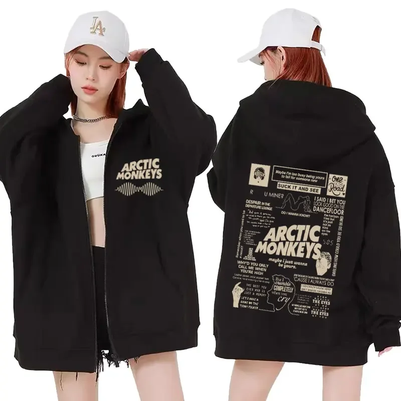 

Rock Arctic Monkeys Music Tour Zipper Hoodies Men Women's Harajuku Hip Hop Oversized Sweatshirt Long Sleeve Zip Up Jacket Hoodie