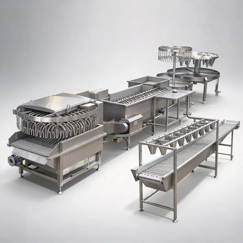 304 Stainless Steel Poultry Slaughter Machine Set Chicken Scalding Plucking Evisceration Line Customized