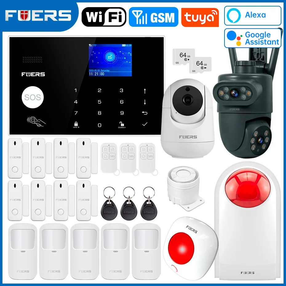 

FUERS G30 WIFI GSM Tuya Alarm System Wireless Home Burglar Security Alarm System Control Siren Motion Detector Smoke Sensor
