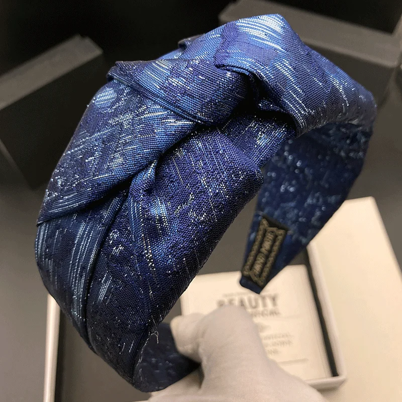 Luxuriöses blaues Haarband für Damen – Neues, modisches Kopfschmuck-Haarband mit breitem Rand für die Haarwäsche – Detail 5