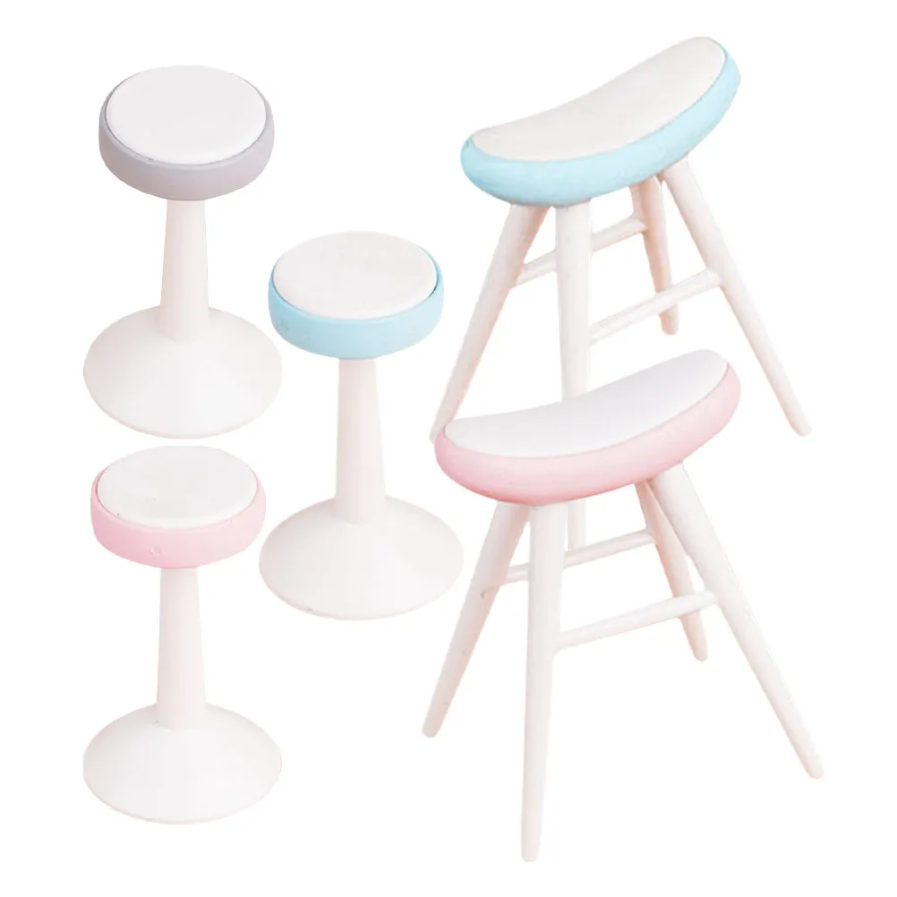 

5Pcs Miniature Stools for Dollhouse Furniture Cute Plastic Chairs Realistic Details DIY Micro Landscape Decor Kids Pretend Play