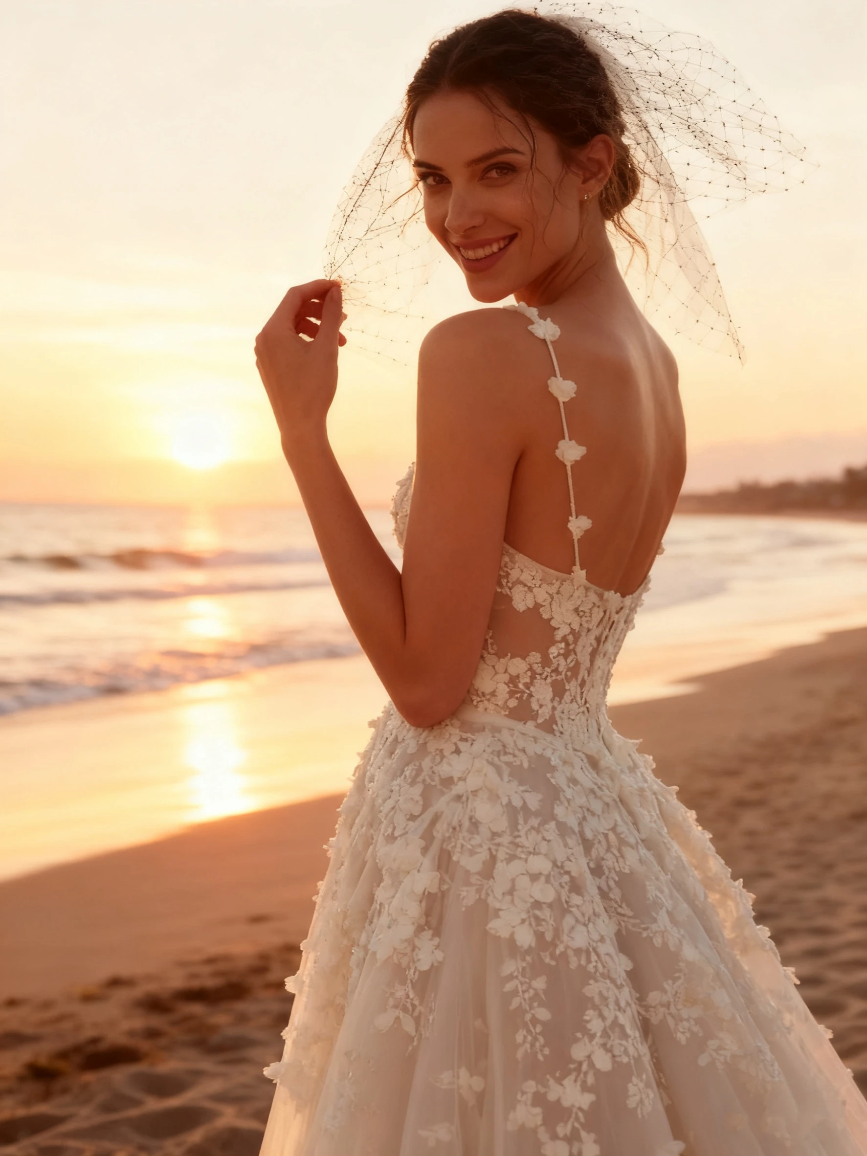 Sexy Spaghetti-Strapped Bridal Dress Charming Appliquéd Wedding Dress Classic Customized Floor-length Dress Vestidos De Novia