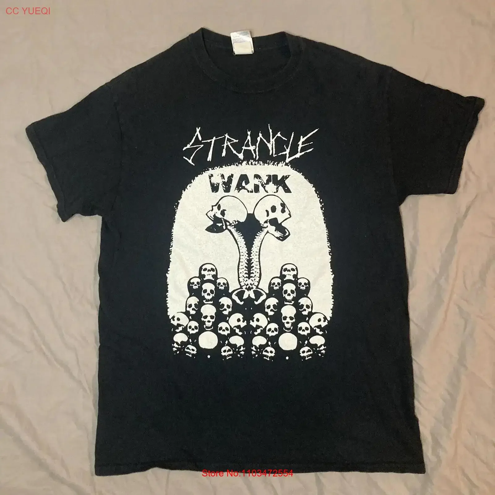 Strangle wank t camisa masculina banda média metal horror crânios muito raro vintage lavado ligeiramente streetwear homme