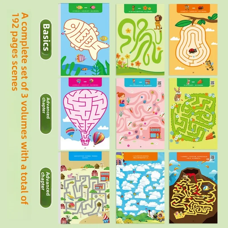 Concentration Maze Training Book Reusable Practice Copybook Pen Control Training Magical Montessori for Kids Education Book