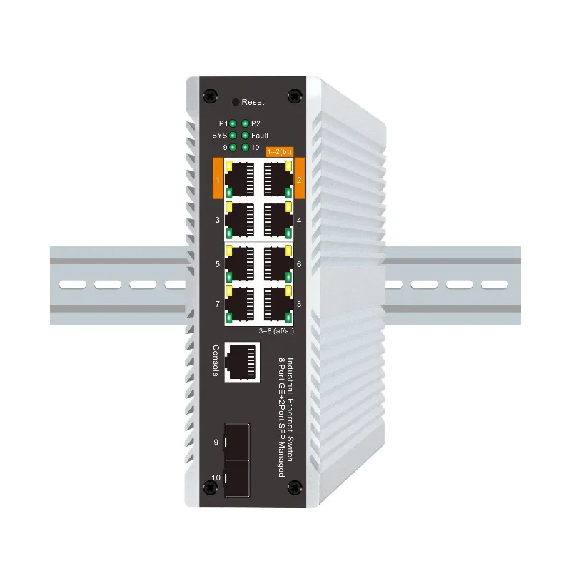 8-port POE++industrial Grade Management Switch, 2-port SFP, IP40 protection Level, High-temperature Resistant Dual Power Supply