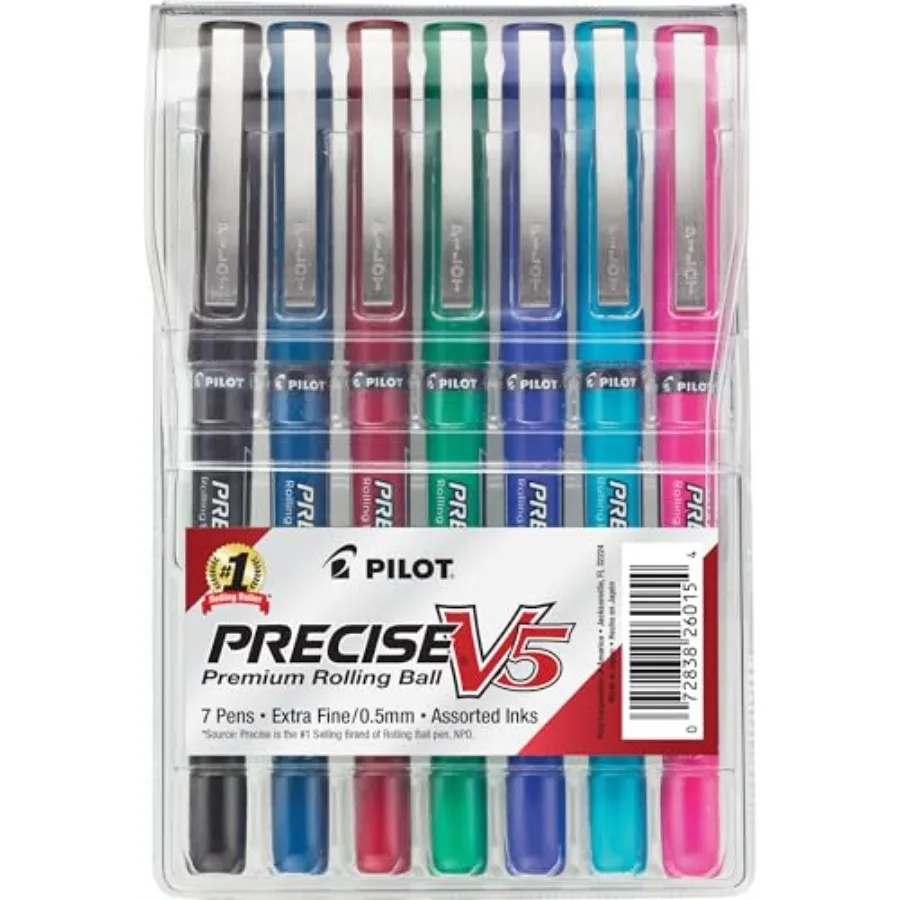 

Capped Liquid Ink Rollerball Pens, Extra Fine Point Ink Pens 0.5 mm, Colored Pens, Assorted Colors, Pack of 7 - Ideal for Schoo