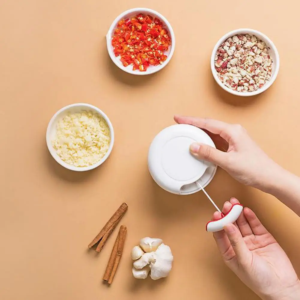 Garlic Chopping Tool Garlic Puller Tool Food Processor Pull String Garlic Mincer Stainless Steel Vegetable Chopper for Kitchen