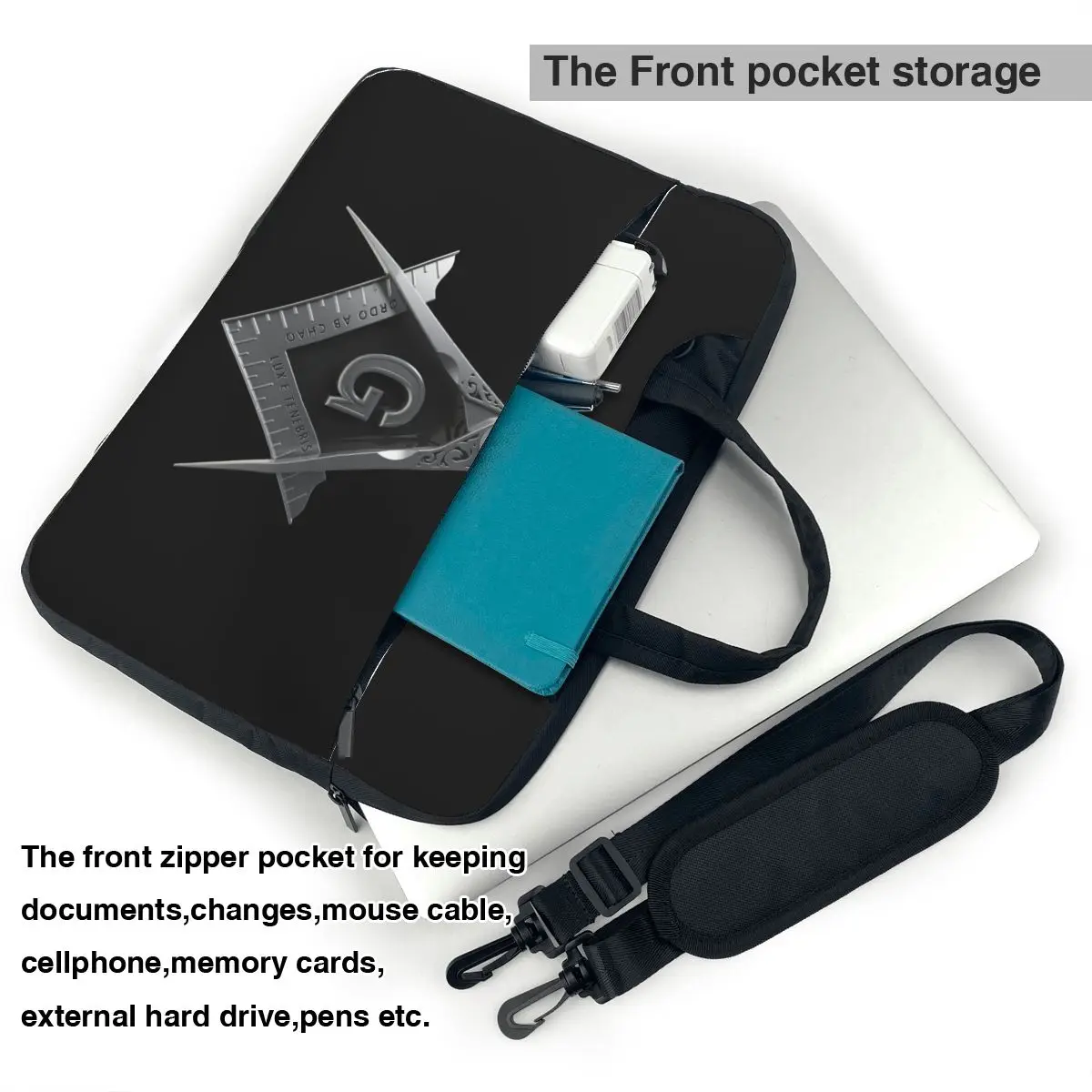 Laptop Bag Freemason Notebook Pouch Compass Silver Fashion 13 14 15 15.6 Funny Protective Computer Case For Macbook Pro Lenovo