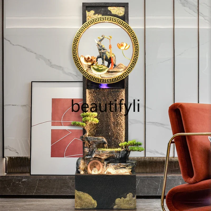 

Elephant flowing water ornament circulating water living room entrance decoration falling rockery fountain water curtain