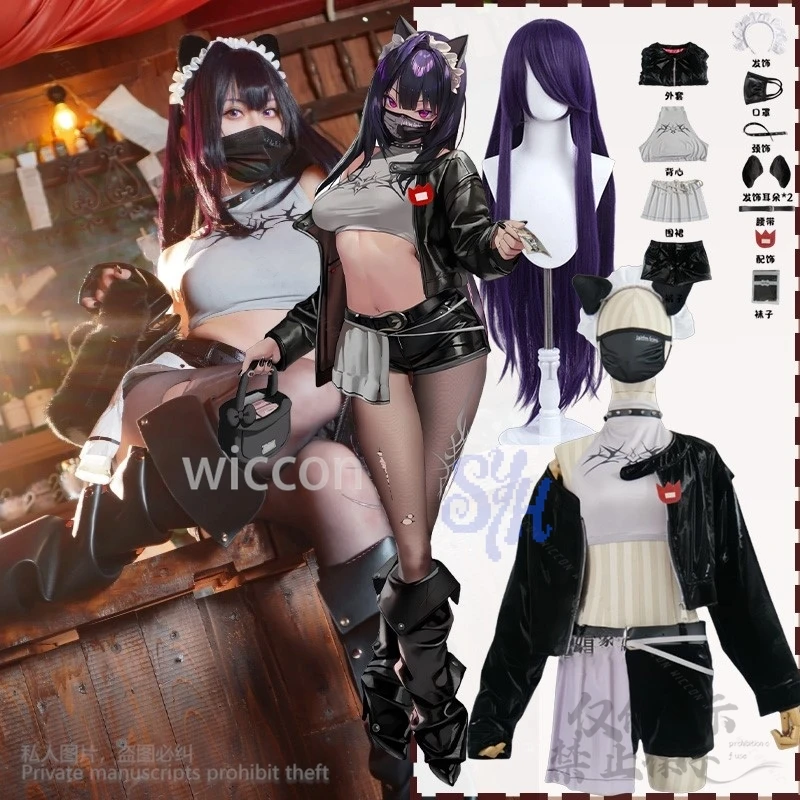 Juego de Anime NIKKE diosa de la victoria Cosplay disfraz de pecado Sexy negro Jirai Kei niñas abrigo Y2k vestido Lolita japonés Cos Halloween