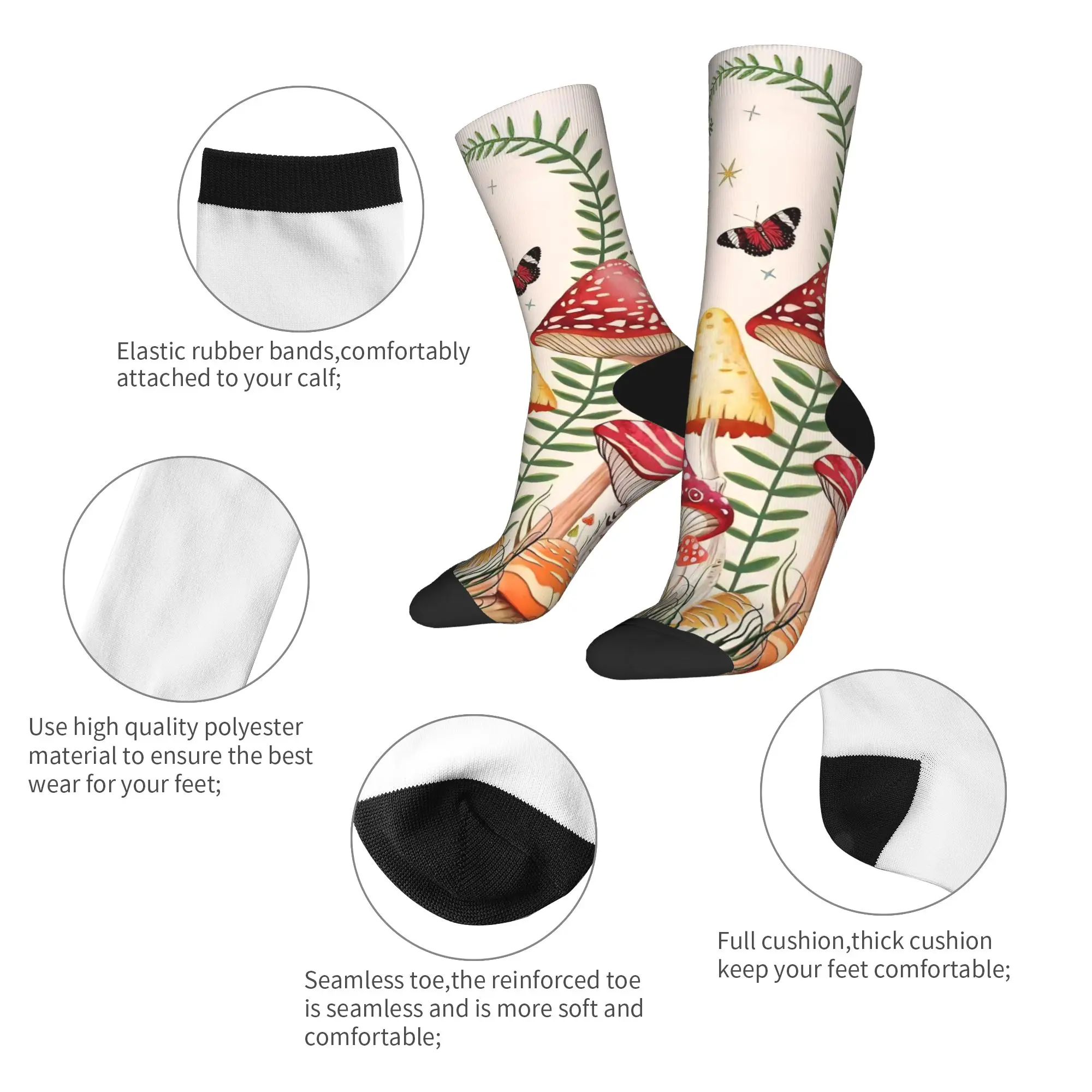 Autumn Winter Fashion Men's Women's Cartoon Mushroom Socks  Sweat Absorbing Basketball Socks