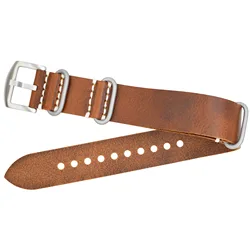 NATO watch head layer cowhide long strap 20 22 24mm suitable for seahorse water ghost dial strap