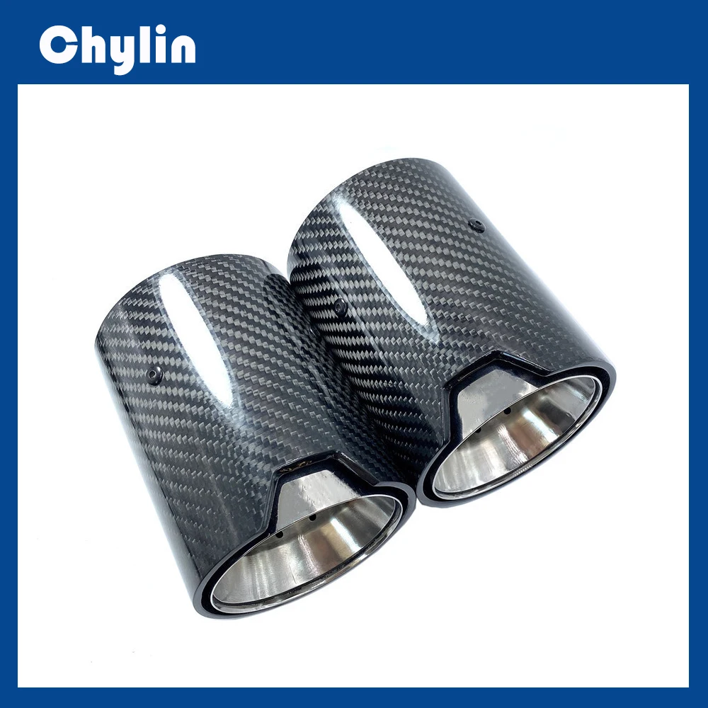 1Piece Carbon Fiber Exhaust Tip Stainless Steel Muffler Glossy Muffler Tip For BMW M Series 1 2 3 4 5 Series Pipe Nozzle Tips