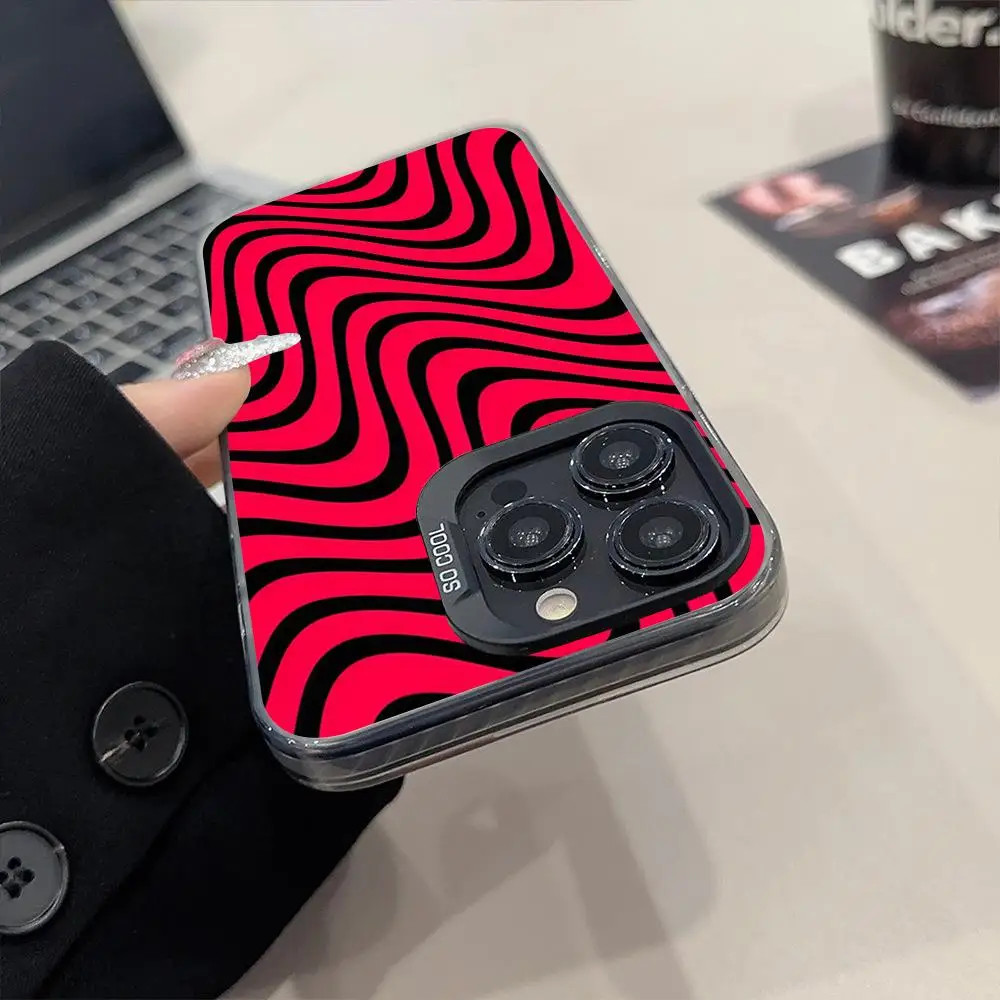 PewDiePie موجات جراب هاتف ماتي الملونة الفضة آيفون 17 15 14 16 13 12 11 برو ماكس زائد XS X غطاء صلب مقاوم للصدمات