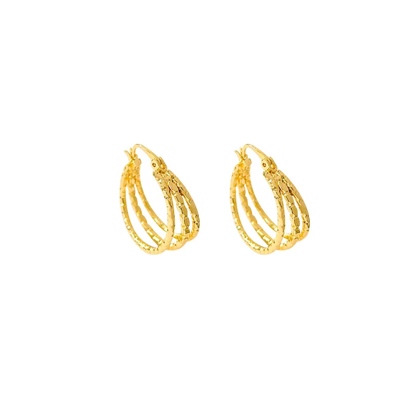 Charm C-Shape Round Gold Color Crystal Hoop Earrings Women\'s Personality Stylish Luxurious Accessory Party Jewelry Girls Gift