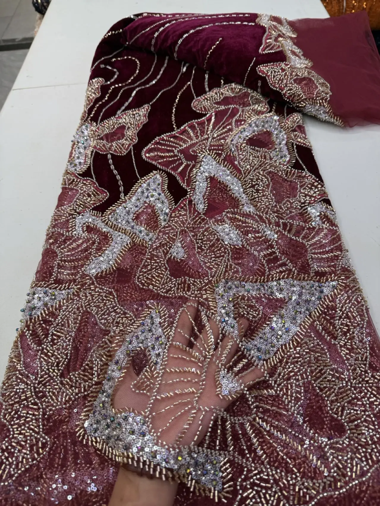 Skin friendl African Nigerian Lace Fabric for Sewing Velvet Sequins Embroidered Guipure Party Dress Wedding High Quality JY546