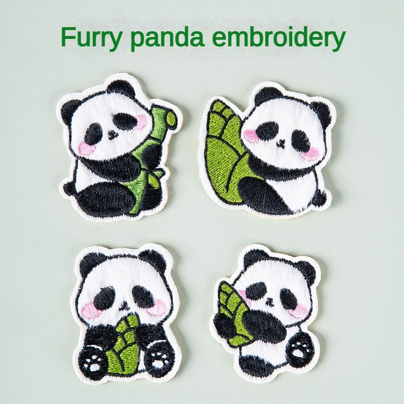 Simpatico peluche Panda animale ricamato Patch Patch sui vestiti ricamo Patch per abbigliamento adesivi Clorhing Applique in ferro fai da te