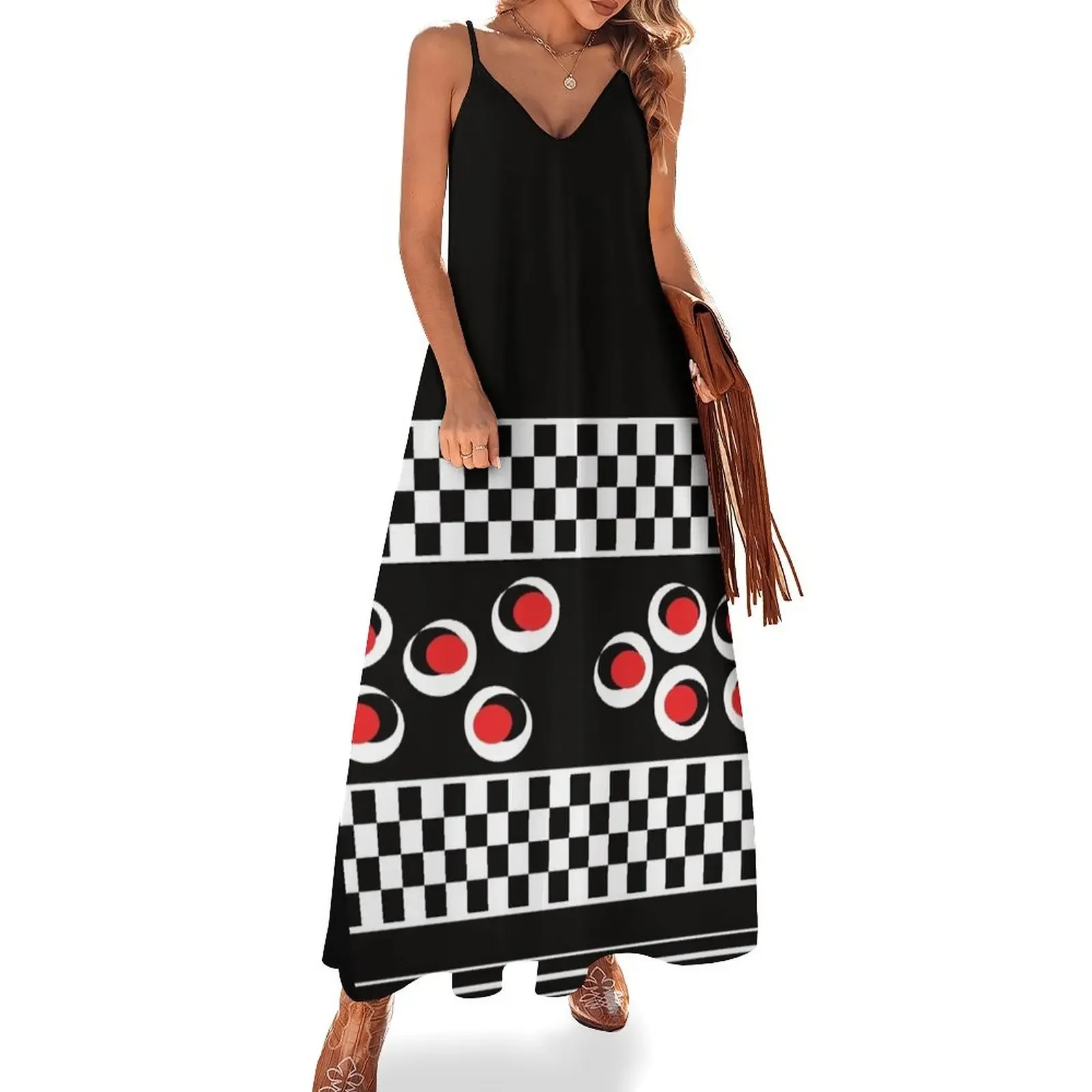 

Black white check pattern Sleeveless Dress women's evening dresses 2025 women's dresses luxury long sleeve dresses prom