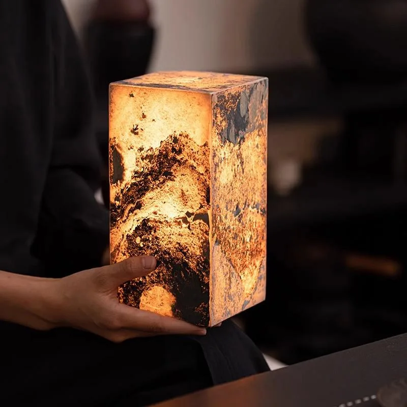 Temple Rectangle Artistic Decorative Lamp Retro Style Hotel Bedroom Bedside Lamp  photography Prop Light Home Daily Lighting