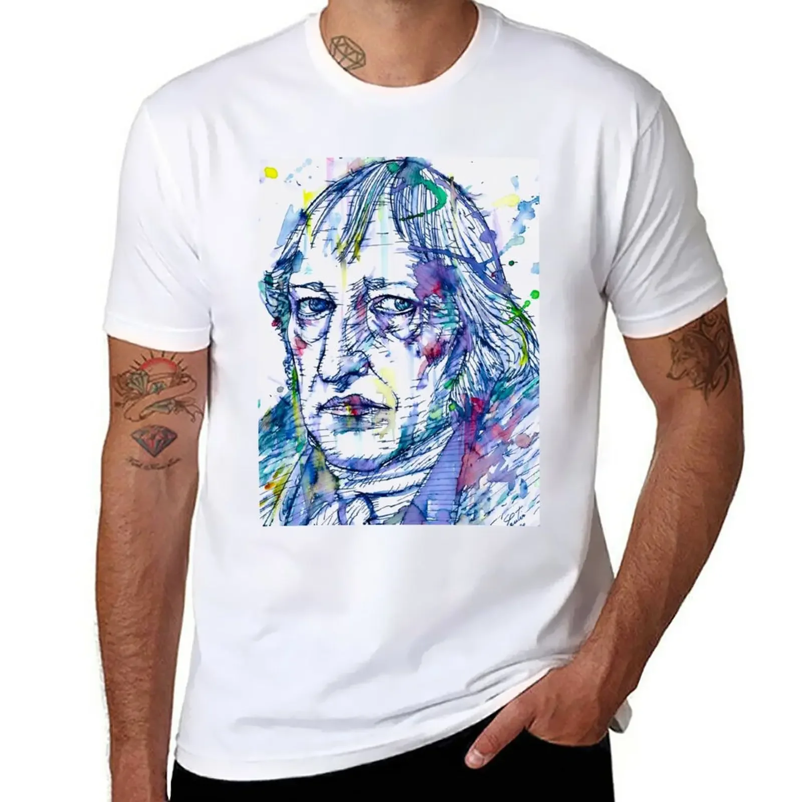 New HEGEL watercolor and ink portrait T-Shirt boys white t shirts quick drying shirt funny t shirts for men