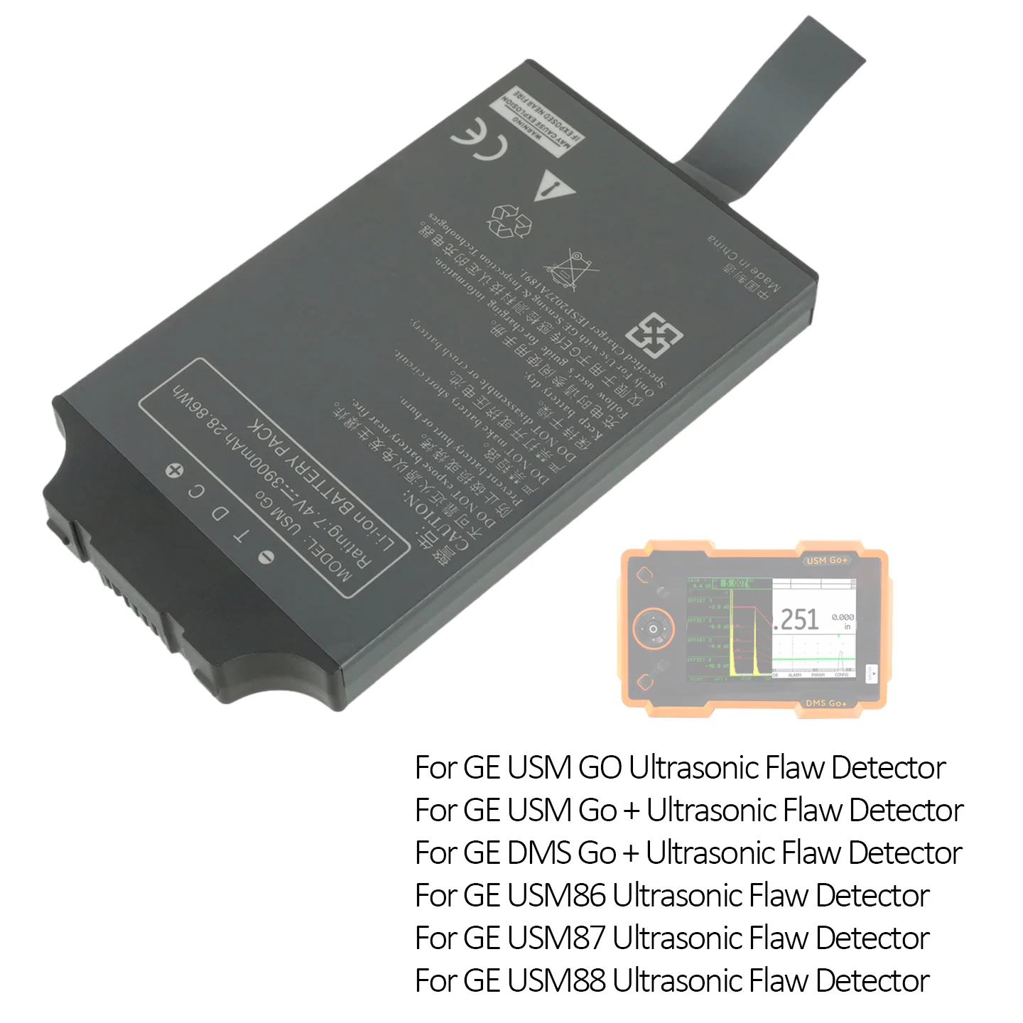GEIT1255323 GEIT1480180C Replacement Battery for GE USM GO Go+ / DMS Go+ USM86 USM87 USM88 Ultrasonic Flaw Detector