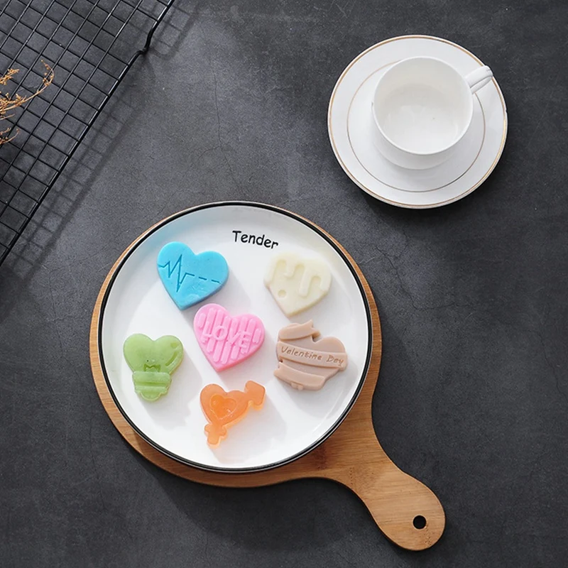 5PCS Love Silicone Mold DIY Gypsum Cement Concrete Candle Soap Mold Chocolate Candy Biscuit Baking Tool Valentine's Day Durable