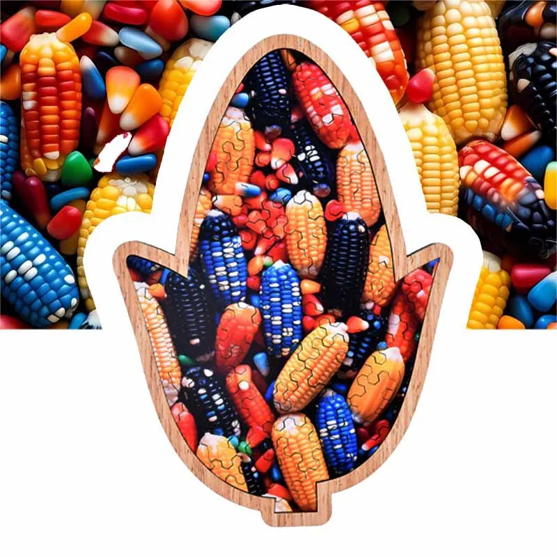 Colorful Corn Wooden Puzzle - Irregular Shape Puzzle - Adult Stress-Relieving Circular High-Difficulty Puzzle Brain Toy