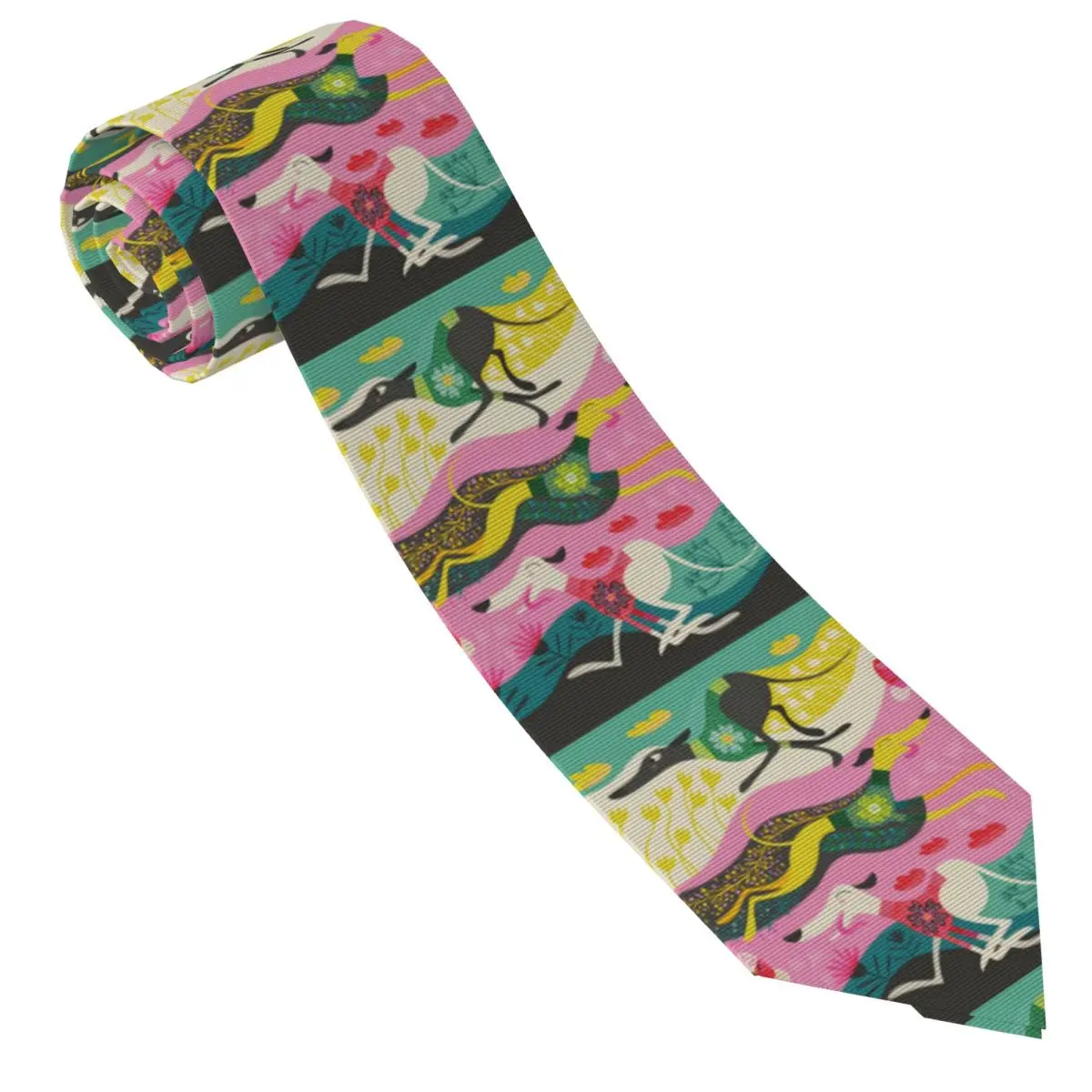 Custom Greyhound Dog Tie Men Printed Necktie Grey Sighthounds For Wedding Party Mens Silk Tie