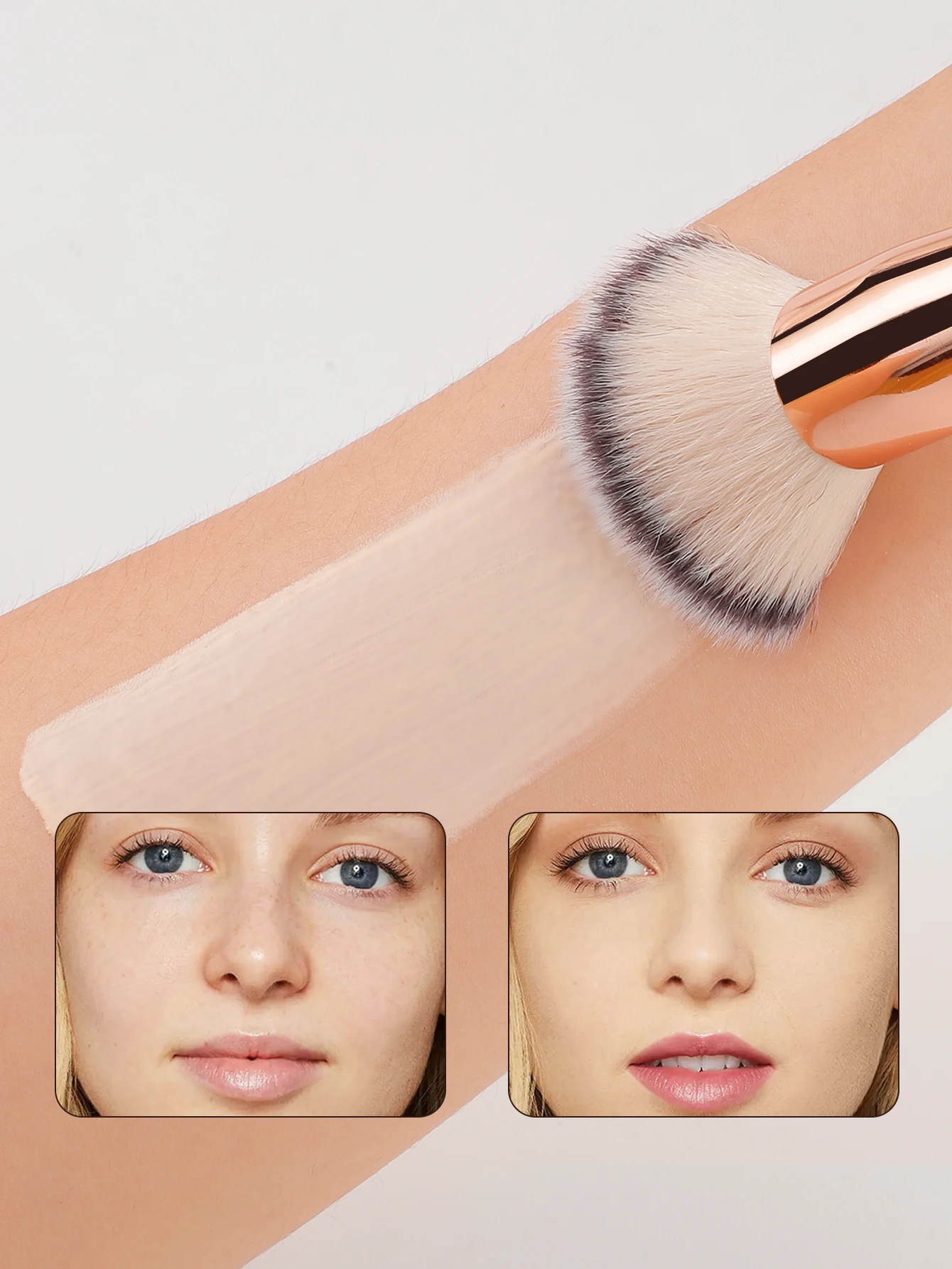 Pincel de maquiagem para base de cabeça dupla, pincel redondo para corretivo ou creme líquido, blush, corretivo polido, dupla face