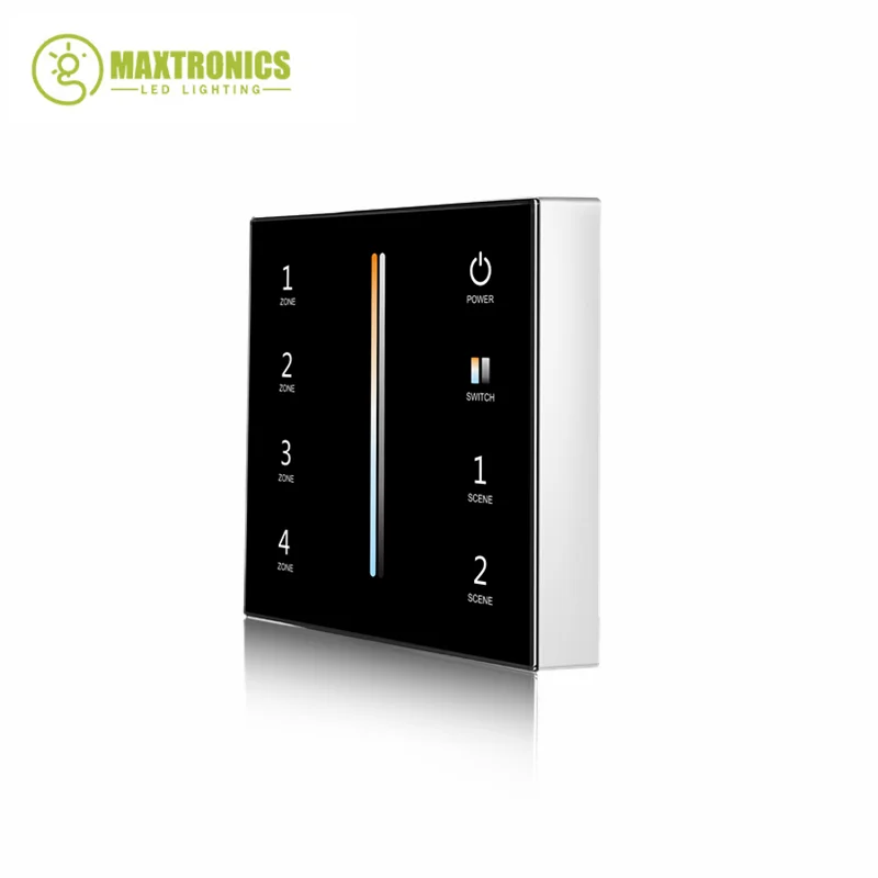 Smart Touch Panel Controller 2.4G 4 ZONE Dimming Wall Mounted Glass  / CCT / RGB / RGBW / RGB+CCT T21,T22,T24,T25 For LED Strip