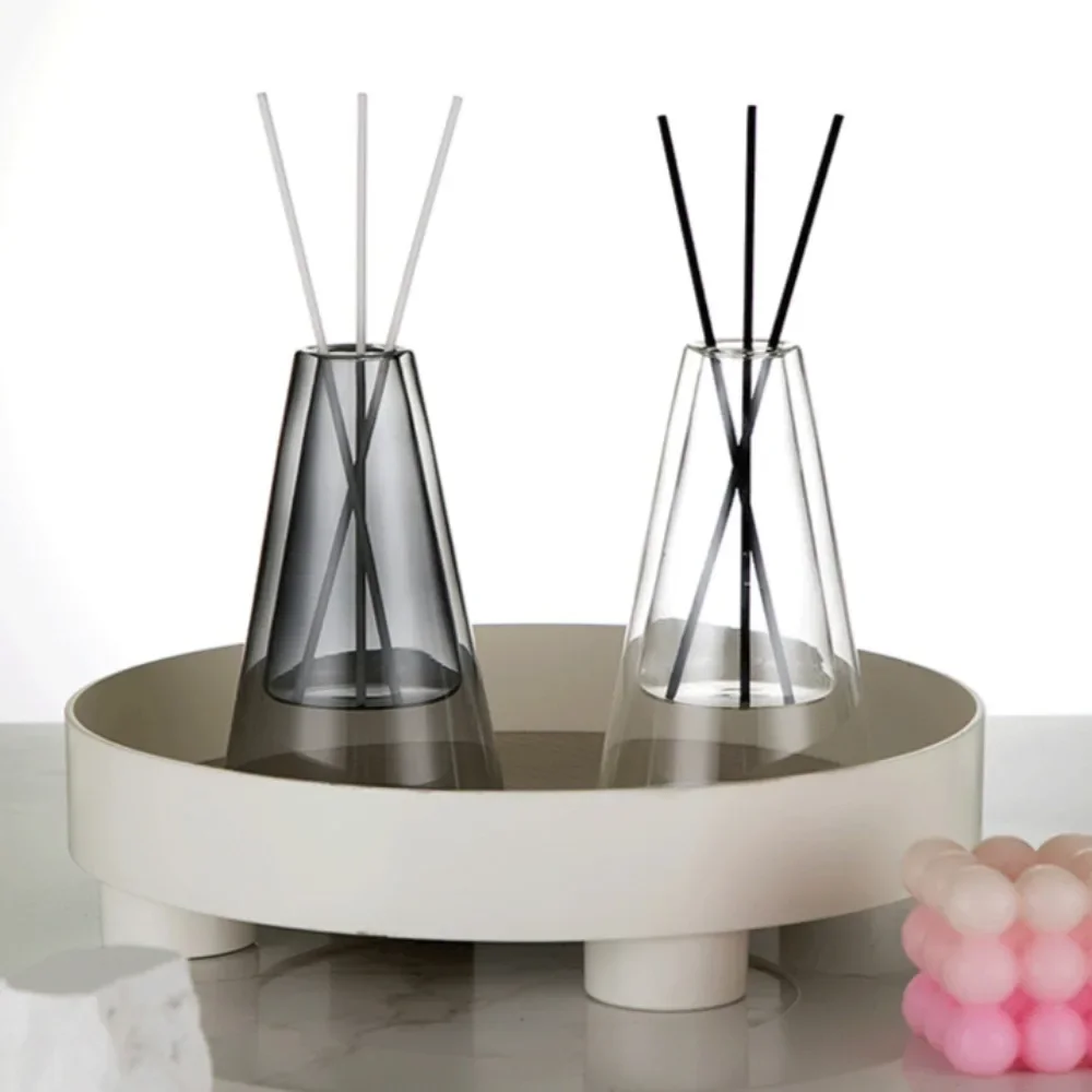 1Pcs Double Layer Triangle Glass Aromatherapy Bottle Essential Oil Storage Containers Hydroponic Flower Modern Home Decorations