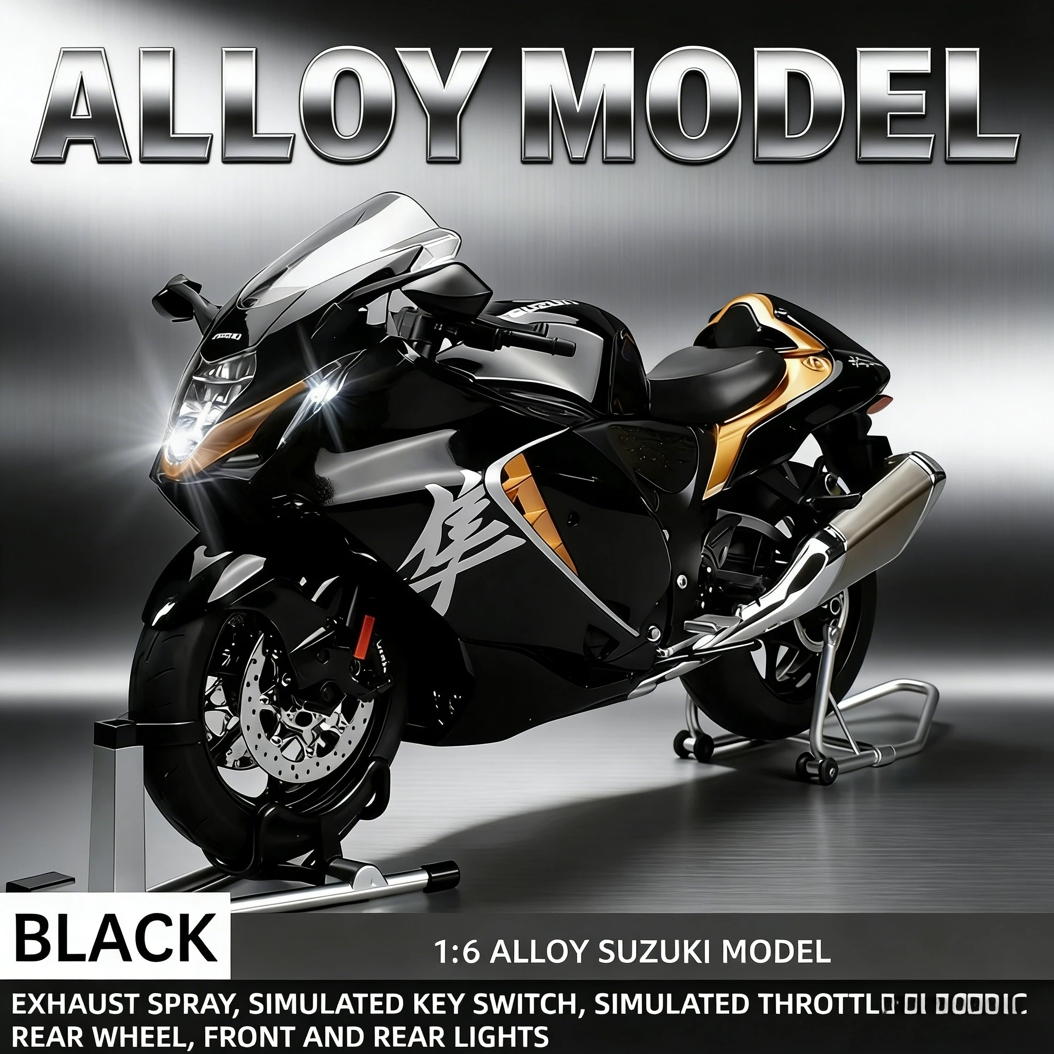 

For SUZUKI HAYABUSA GSX-1300R Spray 1:6 Alloy Metal Diecast Motorcycle Model Dynamic Ornaments Sound And Light Gift Collection