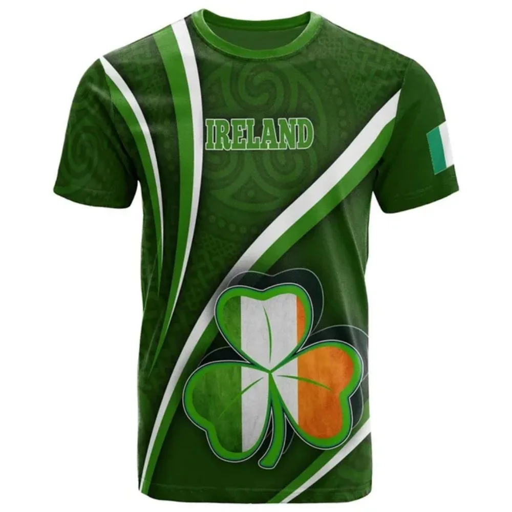

Motorcycle Summer Men's Irish St. Patrick's Day T-shirt 3D Printed Fashion Casual Street Short Sleeve O-neck Pullover Plus Size