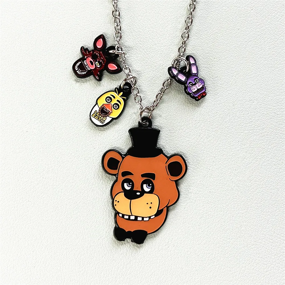 JYYH New Cartoon Toy bear Necklace High Quality Cosplay Classic Arcade Game Lovely bear Kawaii Metal Small Jewelry