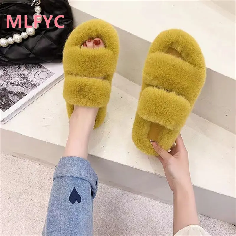 Autumn winter 2022 new large candy colored thick soled cotton slippers women wear casual simple slippers Flat shoes