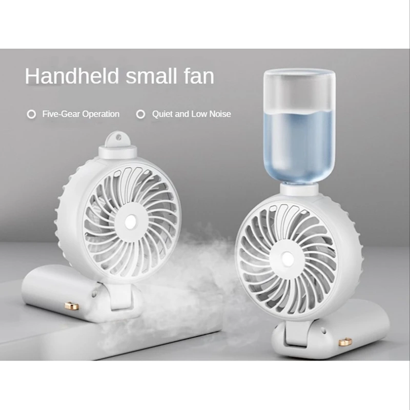 Hot 5000Mah Folding Electric Fan USB Rechargeable Air Cooling Fan Spray Function 5 Speed Digital Display Handheld Fan