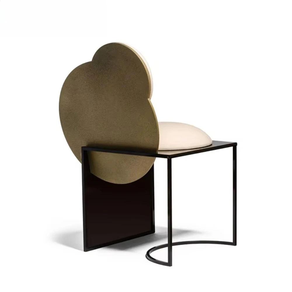 Furniture Postmodern Luxury Gold Metal Dining Chairs Unique Fashion Leisure Chairs